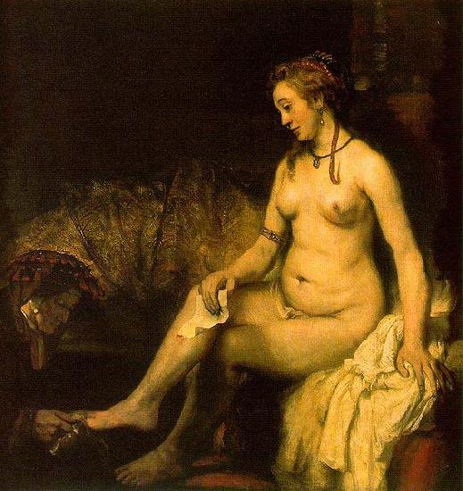 REMBRANDT Harmenszoon van Rijn Bathsheba in her bath, also modelled by Hendrickje, Sweden oil painting art